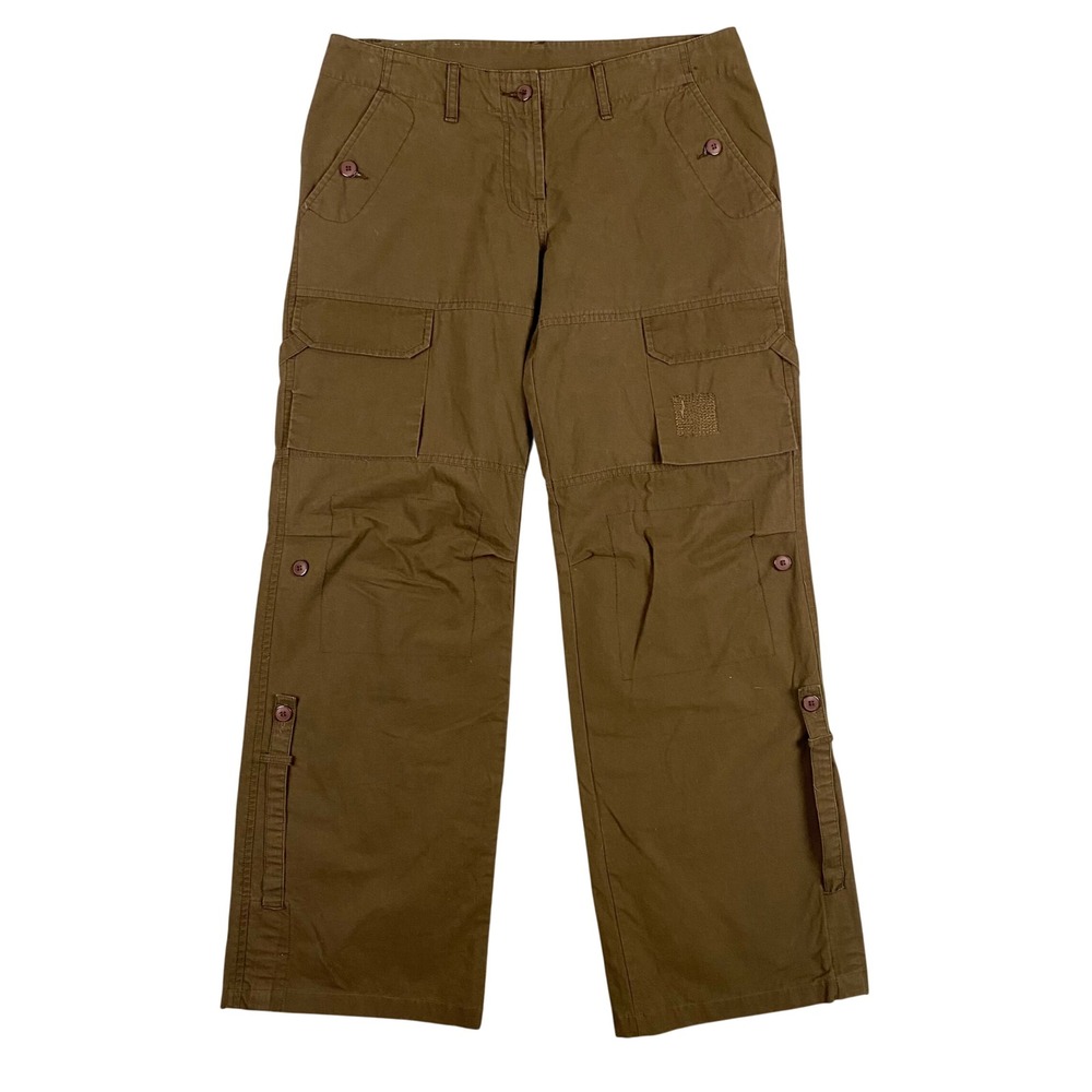 ZOLA Earthly Fashions Women Brown Cargo Pants Utility Pockets Size 32 Y2K Wide